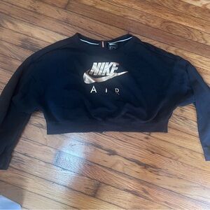 Nike Black Cropped Sweatshirt with Gold Logo